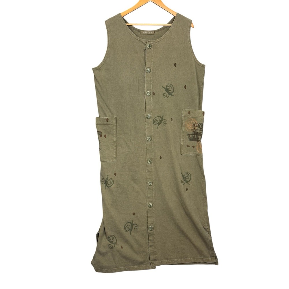 Vintage Blue Fish Clothing Dress Womens OSFA Hand Painted Sleeveless One Size